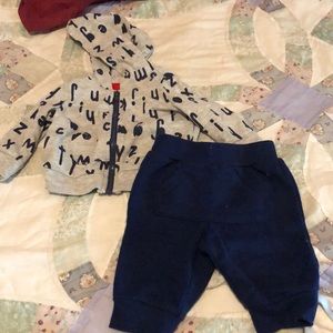 0-3 month alphabet outfit with bodysuit too